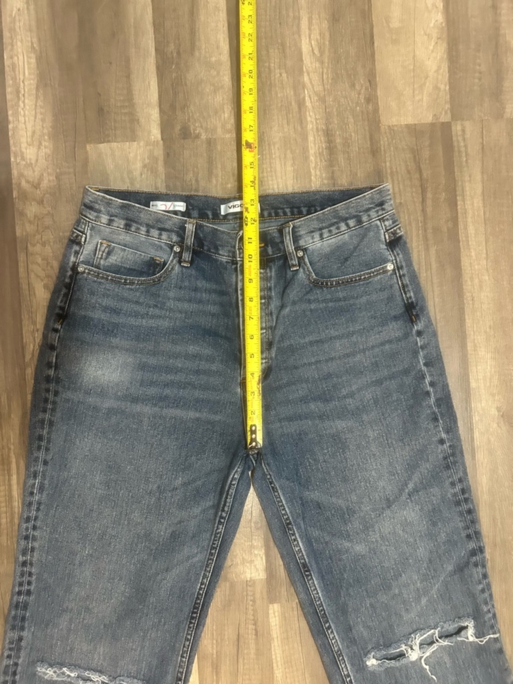 Vigoss Mid-Blue Wide Leg Distressed Jeans - Picture 7 of 8